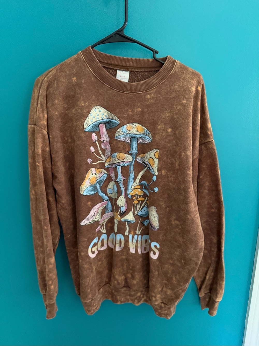 No Boundaries Brown Mushroom Graphic Crewneck Sweatshirt